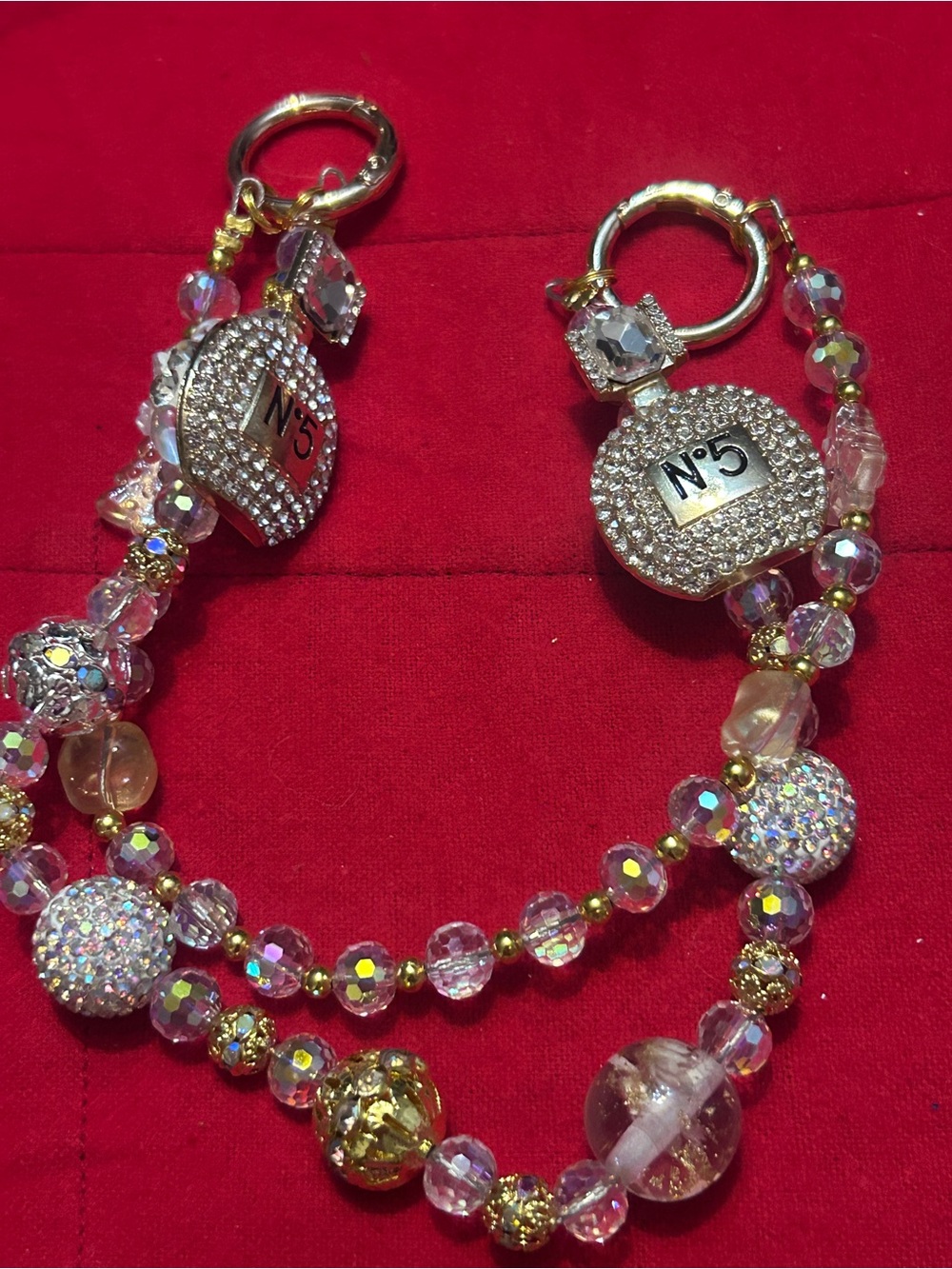Crystal Beaded Necklace with Gold Accents - Clear/Gold